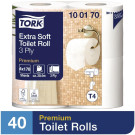 Papier toilette rouleau traditionnel extra doux 3 plis (Lot de 40) - 224 x 209 x 506 mm - TORK