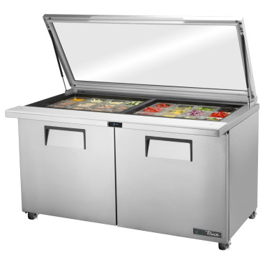 Table de préparation 24 bacs GN 1/6 avec couvercle en verre TSSU-60-24M-B-ST-FGLID - 1532 x 884 x 967 mm - TRUE