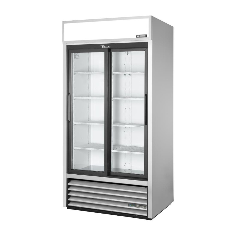 Vitrine positive libre service 2 portes coulissantes GDM-33-HC-LD ALU - 1004 x 753 x 1998 mm - TRUE