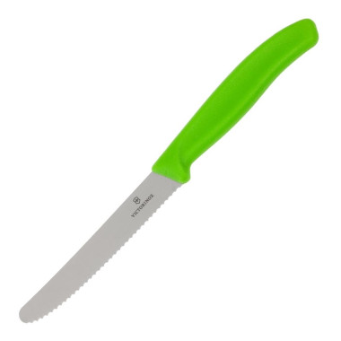 Couteau à tomate lame dentée vert 114mm - VICTORINOX