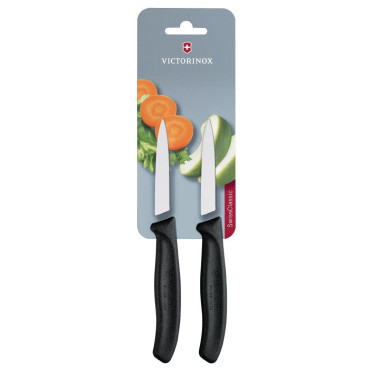 Couteaux d¿office pointus 8cm noirs (lot de 2) - VICTORINOX