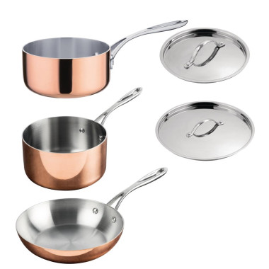 Batterie de cuisine en cuivre triple parois 3 pièces Cook Like A Pro - VOGUE