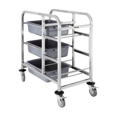 Chariot de cantine en acier inoxydable - 820 x 440 x 900 mm - VOGUE