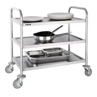 Chariot de débarrassage en acier inoxydable 3 niveaux - 810 x 455 x 855 mm - VOGUE