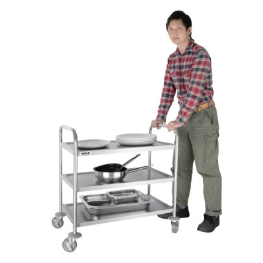 Chariot de débarrassage en acier inoxydable 3 niveaux - 810 x 455 x 855 mm - VOGUE