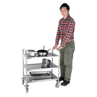 Chariot de débarrassage inox 3 niveaux petite taille - 710 x 405 x 825 mm - VOGUE