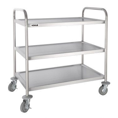Grand chariot de débarrassage en acier inoxydable 3 niveaux - 830 x 510 x 930 mm - VOGUE