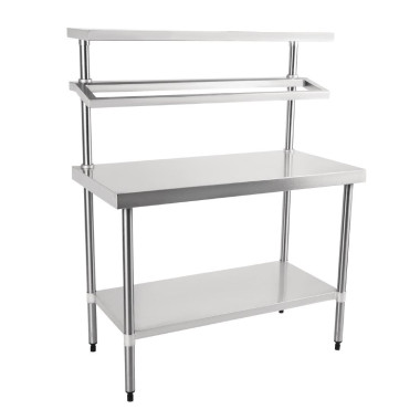 Grande table de préparation inox avec support bacs GN - 1800 x 600 x 1500 mm - VOGUE