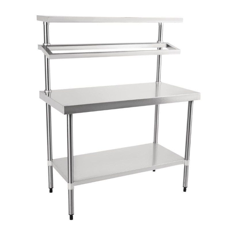 Grande table de préparation inox avec support bacs GN - 1800 x 600 x 1500 mm - VOGUE