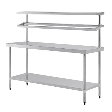 Grande table de préparation inox avec support bacs GN - 1800 x 600 x 1500 mm - VOGUE