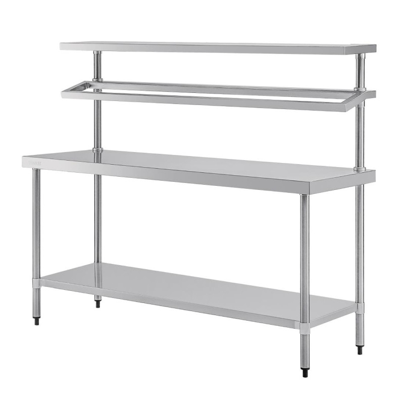 Grande table de préparation inox avec support bacs GN - 1800 x 600 x 1500 mm - VOGUE