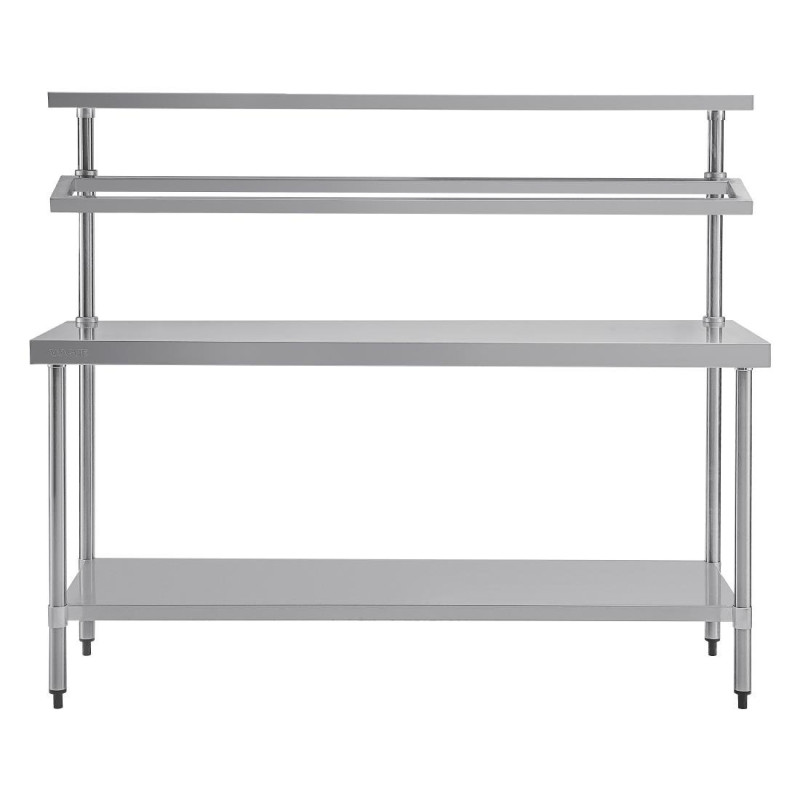 Grande table de préparation inox avec support bacs GN - 1800 x 600 x 1500 mm - VOGUE