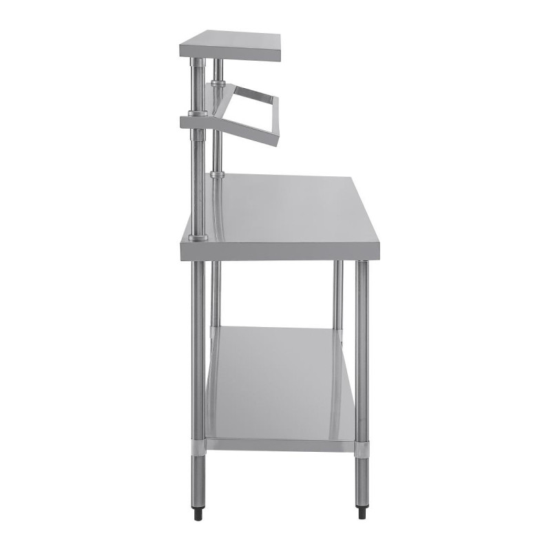 Grande table de préparation inox avec support bacs GN - 1800 x 600 x 1500 mm - VOGUE