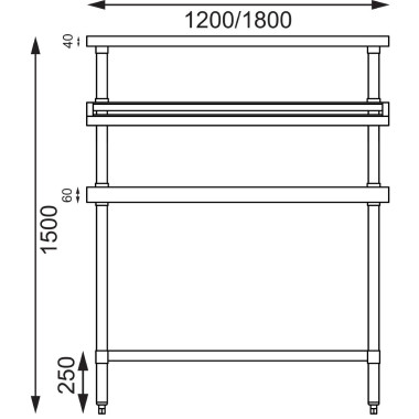 Grande table de préparation inox avec support bacs GN - 1800 x 600 x 1500 mm - VOGUE