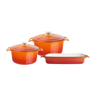 Lot de 3 plats en fonte orange - VOGUE