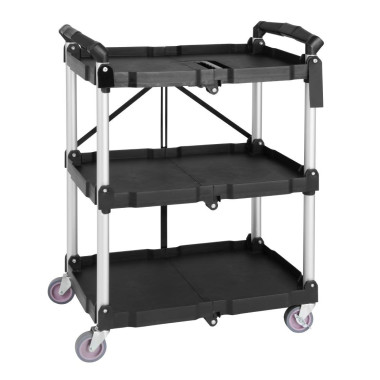 Petit chariot pliant en polypropylène 3 niveaux noir - 645 x 405 x 835 mm - VOGUE