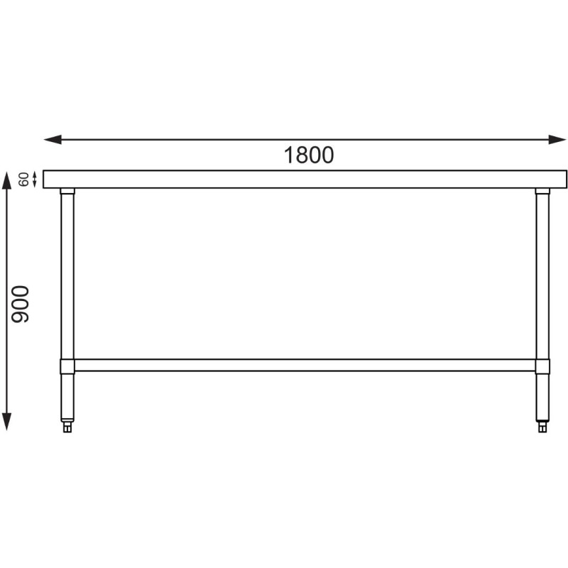 Table inox centrale 1800mm - 1800 x 900 x 900 mm - VOGUE