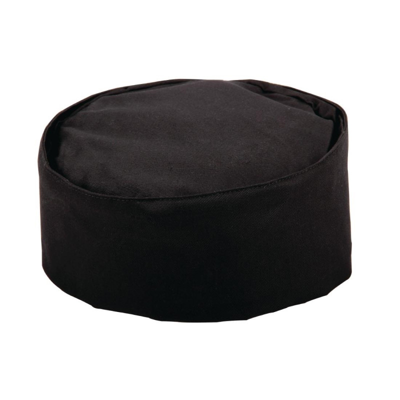 Calot de cuisine en polycoton Whites noir S - WHITES CHEFS CLOTHING