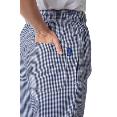 Pantalon de cuisine mixte Whites Vegas petits carreaux bleu et blanc L - 97 x 102 x 84 mm - WHITES CHEFS CLOTHING