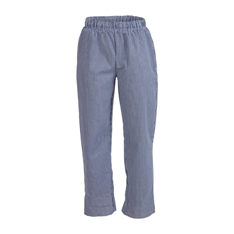 Pantalon de cuisine mixte Whites Vegas petits carreaux bleu et blanc XS - 66 x 71 x 84 mm - WHITES CHEFS CLOTHING