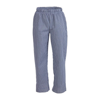 Pantalon de cuisine mixte Whites Vegas petits carreaux bleu et blanc XL - 107 x 112 x 84 mm - WHITES CHEFS CLOTHING