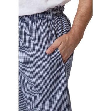 Pantalon de cuisine mixte Whites Vegas petits carreaux bleu et blanc XS - 66 x 71 x 84 mm - WHITES CHEFS CLOTHING