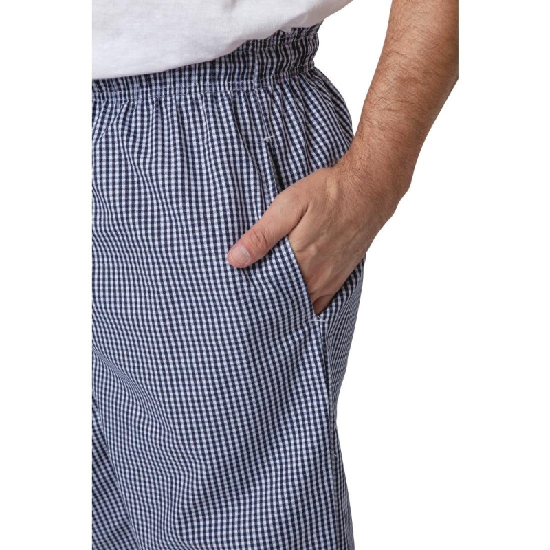Pantalon de cuisine mixte Whites Vegas petits carreaux bleu et blanc XS - 66 x 71 x 84 mm - WHITES CHEFS CLOTHING