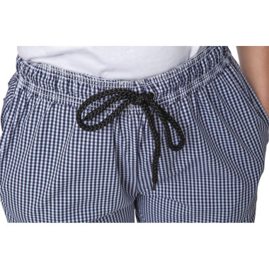 Pantalon de cuisine mixte Whites Vegas petits carreaux bleu et blanc XS - 66 x 71 x 84 mm - WHITES CHEFS CLOTHING