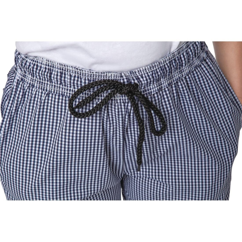 Pantalon de cuisine mixte Whites Vegas petits carreaux bleu et blanc XS - 66 x 71 x 84 mm - WHITES CHEFS CLOTHING