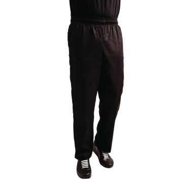 Pantalon de cuisine mixte traité au Teflon Easyfit noir M - WHITES CHEFS CLOTHING