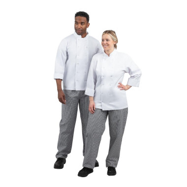 Pantalon de cuisinier mixte Whites Vegas petits carreaux noir et blanc XL - 107 x 112 x 84 mm - WHITES CHEFS CLOTHING