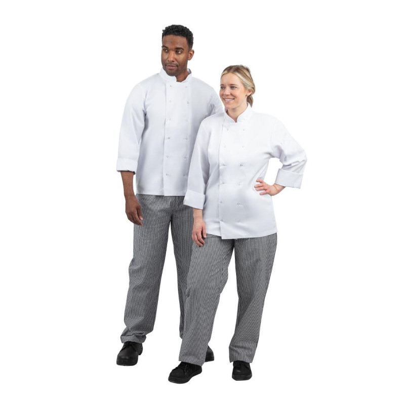 Pantalon de cuisinier mixte Whites Vegas petits carreaux noir et blanc XXL - 117 x 122 x 84 mm - WHITES CHEFS CLOTHING