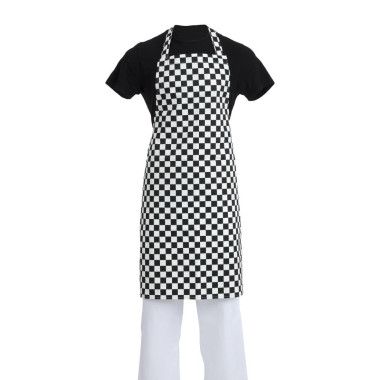 Tablier bavette Whites carreaux noirs et blancs - WHITES CHEFS CLOTHING