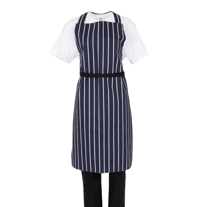 Tablier bavette Whites rayé marine et blanc - WHITES CHEFS CLOTHING