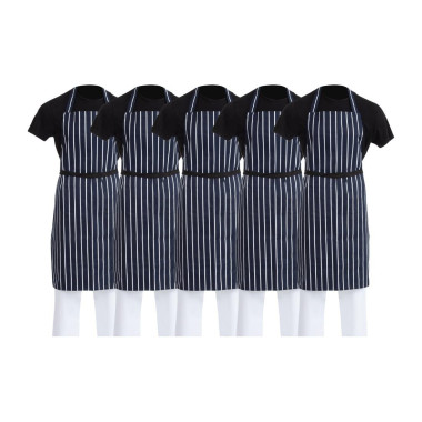 Tabliers bavettes Whites rayés marine et blanc (lot de 5) - WHITES CHEFS CLOTHING