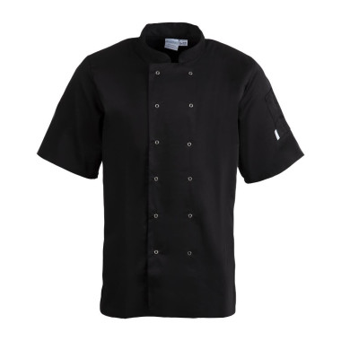 Veste de cuisine mixte Whites Vegas manches courtes noire 3XL - WHITES CHEFS CLOTHING