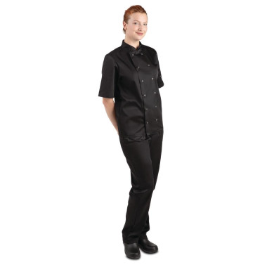 Veste de cuisine mixte Whites Vegas manches courtes noire L - WHITES CHEFS CLOTHING