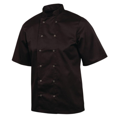 Veste de cuisine mixte Whites Vegas manches courtes noire XL - WHITES CHEFS CLOTHING