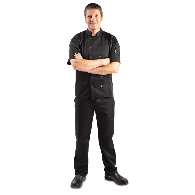 Veste de cuisine mixte Whites Vegas manches courtes noire XL - WHITES CHEFS CLOTHING
