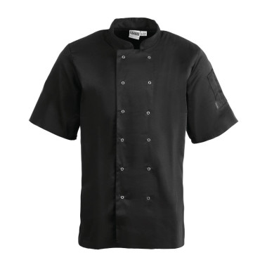 Veste de cuisine mixte Whites Vegas manches courtes noire XXL - WHITES CHEFS CLOTHING