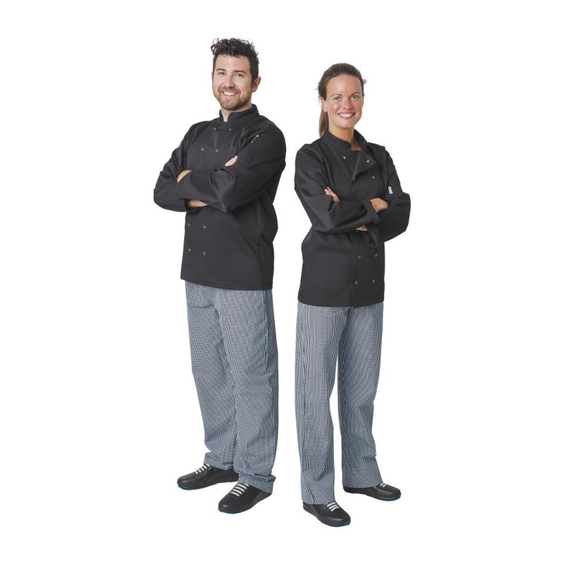 Veste de cuisine mixte Whites Vegas manches longues noire M - WHITES CHEFS CLOTHING
