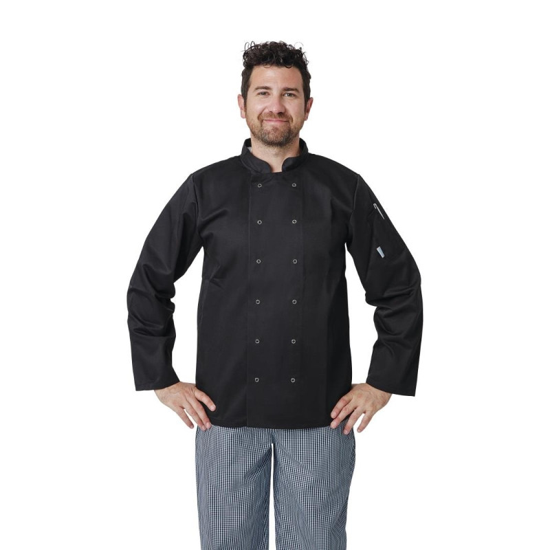 Veste de cuisine mixte Whites Vegas manches longues noire S - WHITES CHEFS CLOTHING