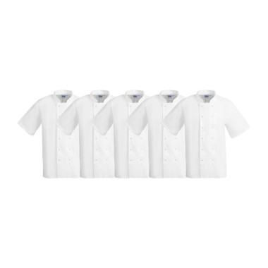Vestes de cuisine manches courtes Whites Boston blanches S (lot de 5) - WHITES CHEFS CLOTHING