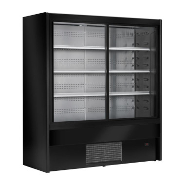 Vitrine libre-service réfrigérée Cervinho noire avec portes coulissantes 1000mm - 1000 x 710 x 2000 mm - ZOIN