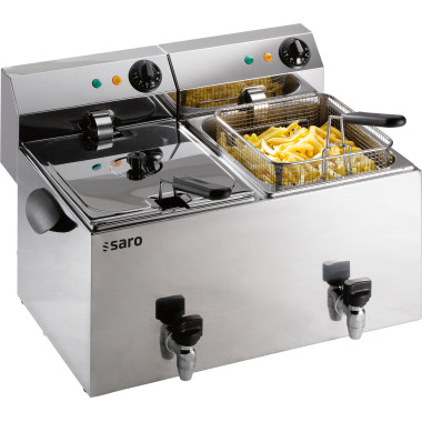 Friteuse double - 2x8L - Température 0/180°C - Cuves amovibles - Robinet vidange - Saro  au meilleur prix sur Restock CHR