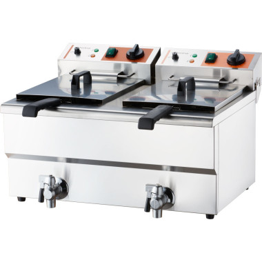 Friteuse électrique avec robinet, double compartiment, Caterina, V 2x8 l, P 2x3 kW - Stalgast  au meilleur prix sur Restock CHR