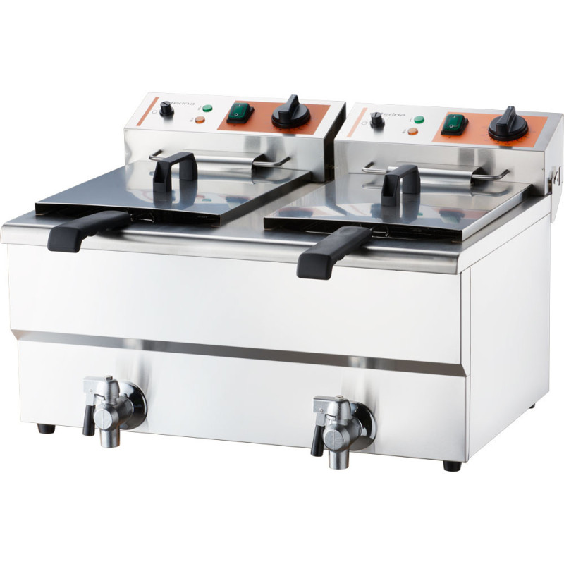 Friteuse électrique avec robinet, double compartiment, Caterina, V 2x8 l, P 2x3 kW - Stalgast  au meilleur prix sur Restock CHR