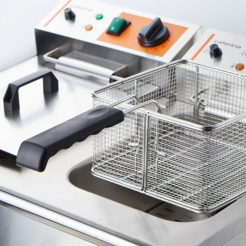 Friteuse électrique avec robinet, double compartiment, Caterina, V 2x8 l, P 2x3 kW - Stalgast  au meilleur prix sur Restock CHR