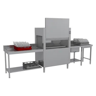 Lave - vaisselle tunnel 120 paniers/heure pour eau chaude, sortie droite - CT 120 RX - RM Gastro