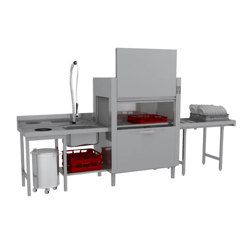 Lave - vaisselle tunnel 160 paniers/heure pour eau chaude, sortie droite - CT 160 ABT RX - RM Gastro